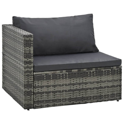 5 Piece Garden Lounge Set with Cushions Poly Rattan Grey Payday Deals