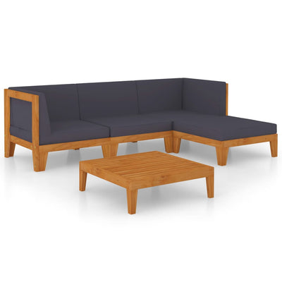 5 Piece Garden Lounge Set with Cushions Solid Acacia Wood Payday Deals