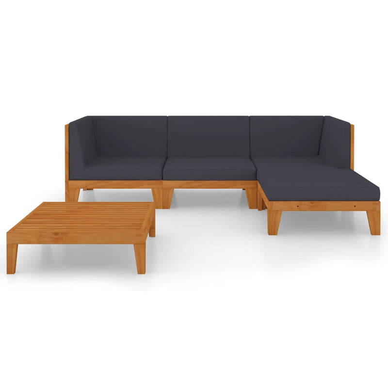 5 Piece Garden Lounge Set with Cushions Solid Acacia Wood Payday Deals