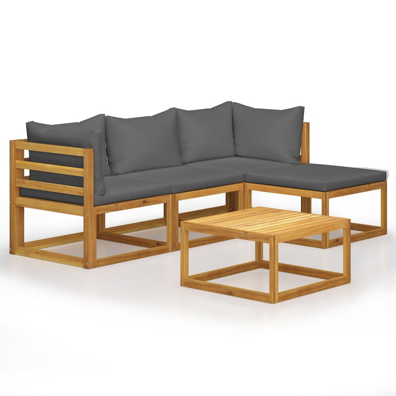 5 Piece Garden Lounge Set with Cushions Solid Acacia Wood Payday Deals