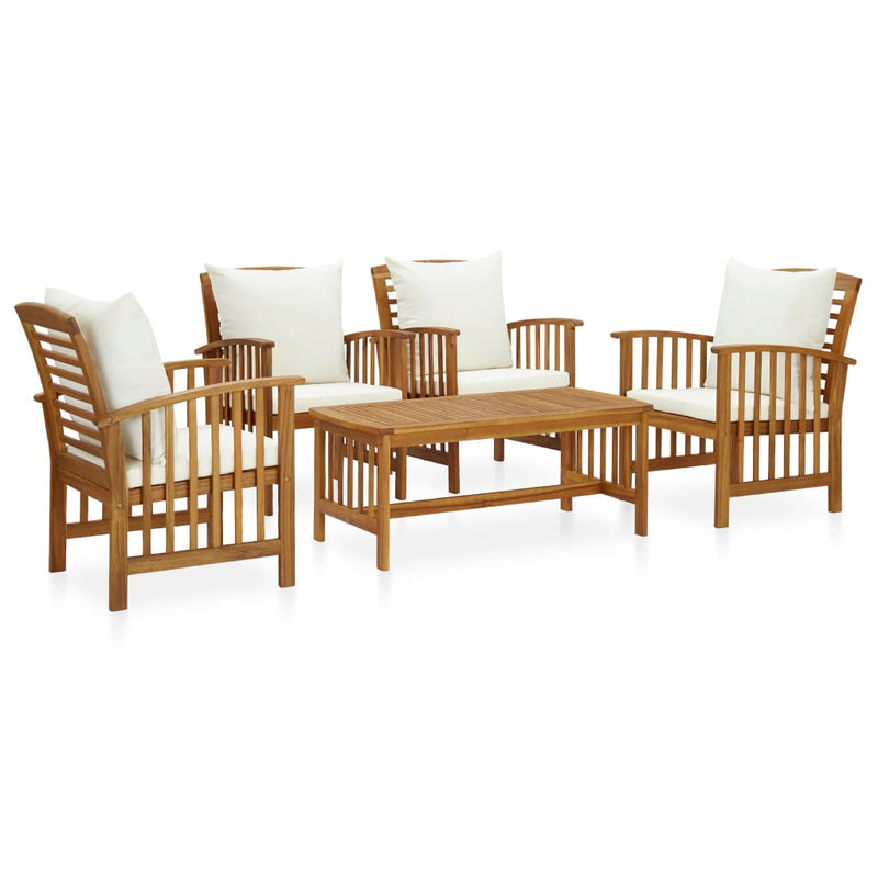 5 Piece Garden Lounge Set with Cushions Solid Acacia Wood (310255+2x310257) Payday Deals