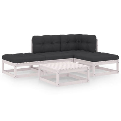 5 Piece Garden Lounge Set with Cushions Solid Pinewood Payday Deals