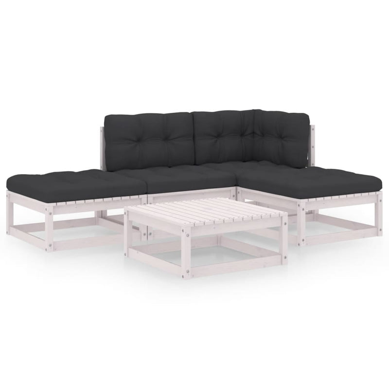 5 Piece Garden Lounge Set with Cushions Solid Pinewood Payday Deals