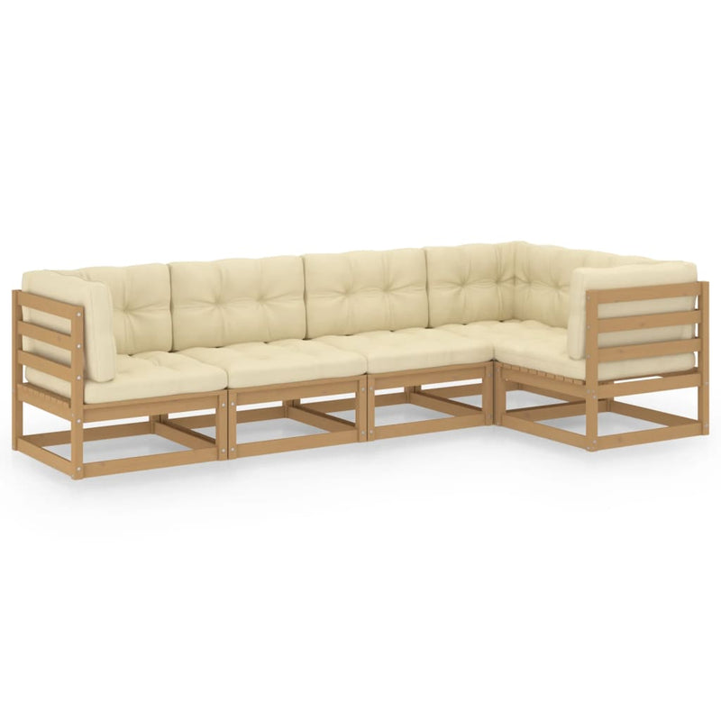 5 Piece Garden Lounge Set with Cushions Solid Pinewood Payday Deals