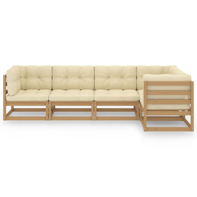 5 Piece Garden Lounge Set with Cushions Solid Pinewood Payday Deals