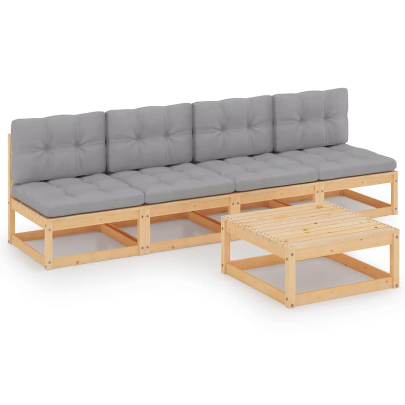 5 Piece Garden Lounge Set with Cushions Solid Pinewood Payday Deals