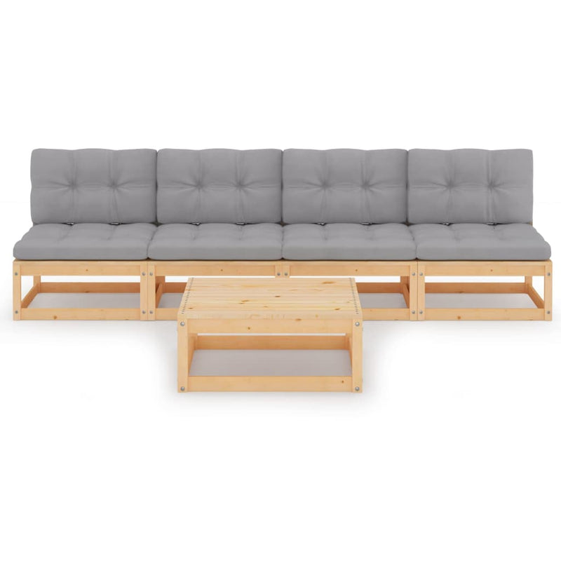 5 Piece Garden Lounge Set with Cushions Solid Pinewood Payday Deals