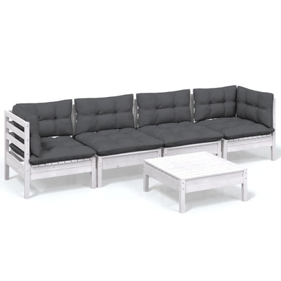 5 Piece Garden Lounge Set with Cushions Solid Pinewood Payday Deals