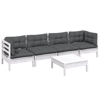 5 Piece Garden Lounge Set with Cushions Solid Pinewood Payday Deals