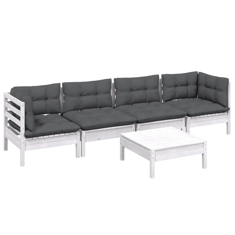 5 Piece Garden Lounge Set with Cushions Solid Pinewood Payday Deals