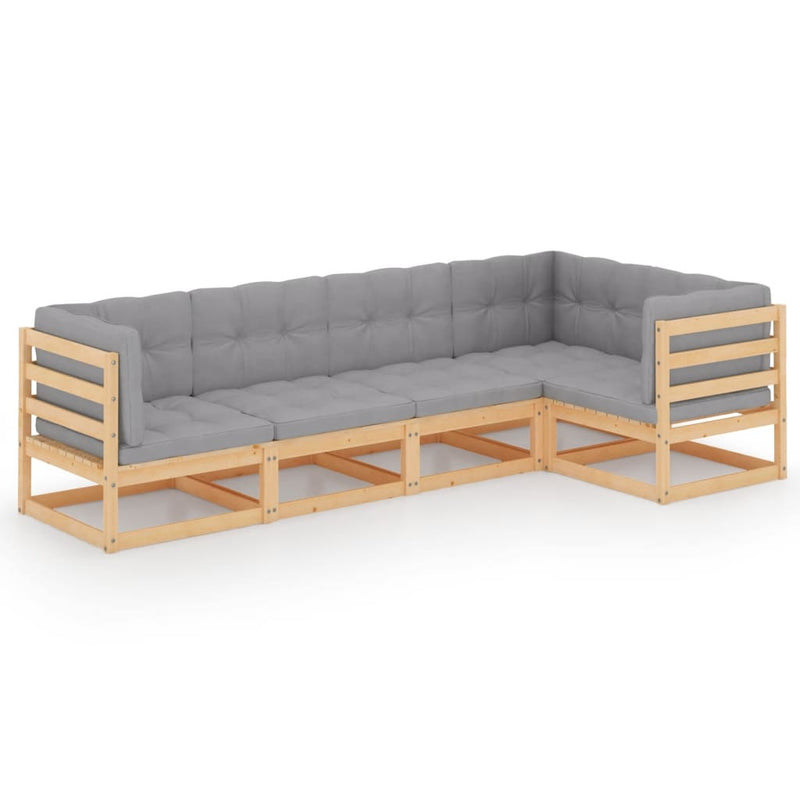 5 Piece Garden Lounge Set with Cushions Solid Pinewood Payday Deals