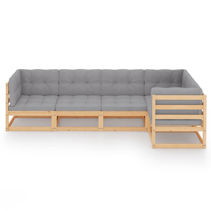 5 Piece Garden Lounge Set with Cushions Solid Pinewood Payday Deals