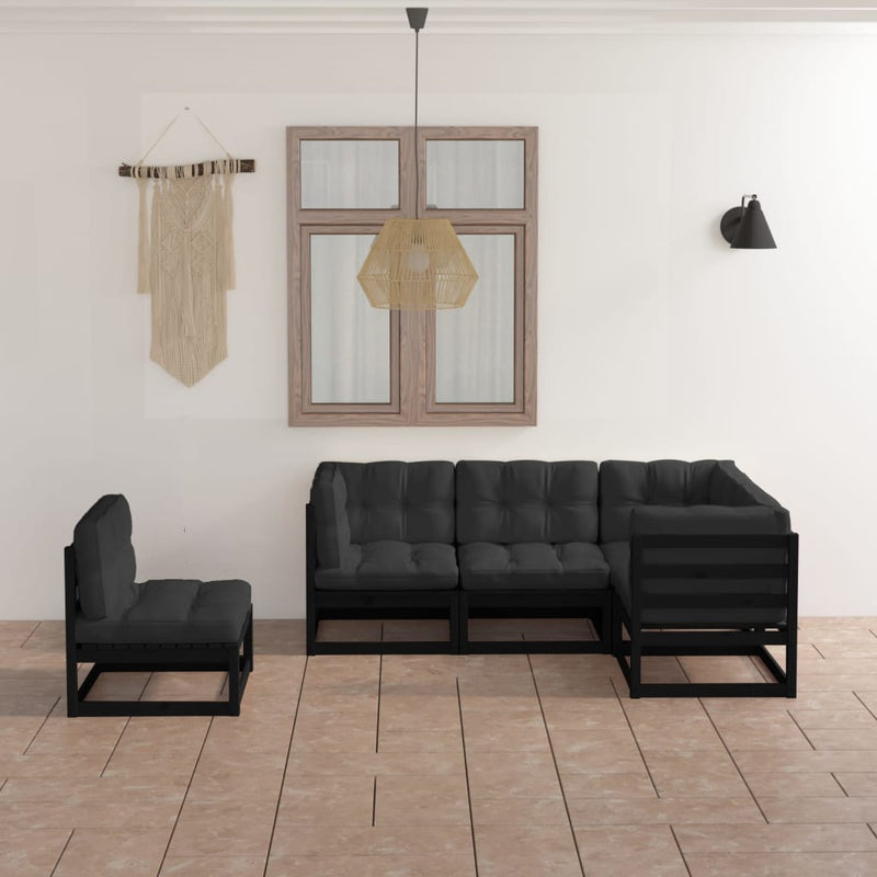 5 Piece Garden Lounge Set with Cushions Solid Pinewood Payday Deals