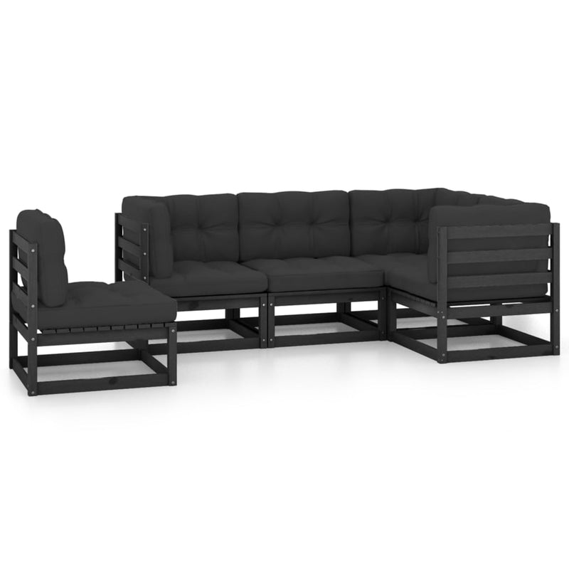 5 Piece Garden Lounge Set with Cushions Solid Pinewood Payday Deals