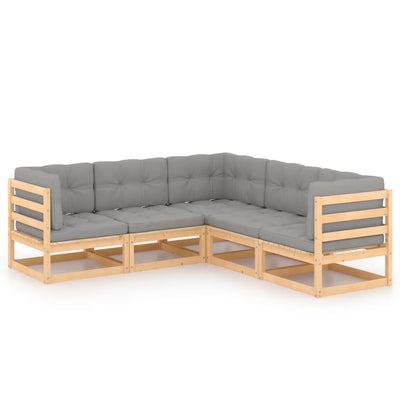 5 Piece Garden Lounge Set with Cushions Solid Pinewood Payday Deals