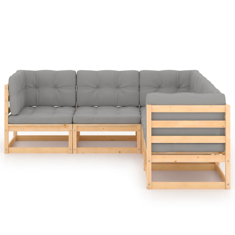 5 Piece Garden Lounge Set with Cushions Solid Pinewood Payday Deals