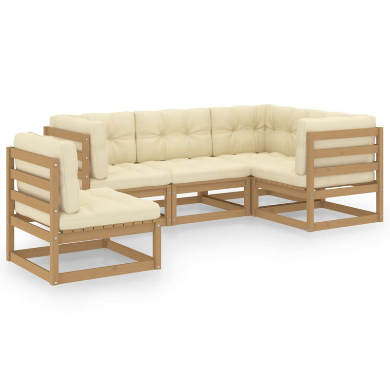 5 Piece Garden Lounge Set with Cushions Solid Pinewood Payday Deals