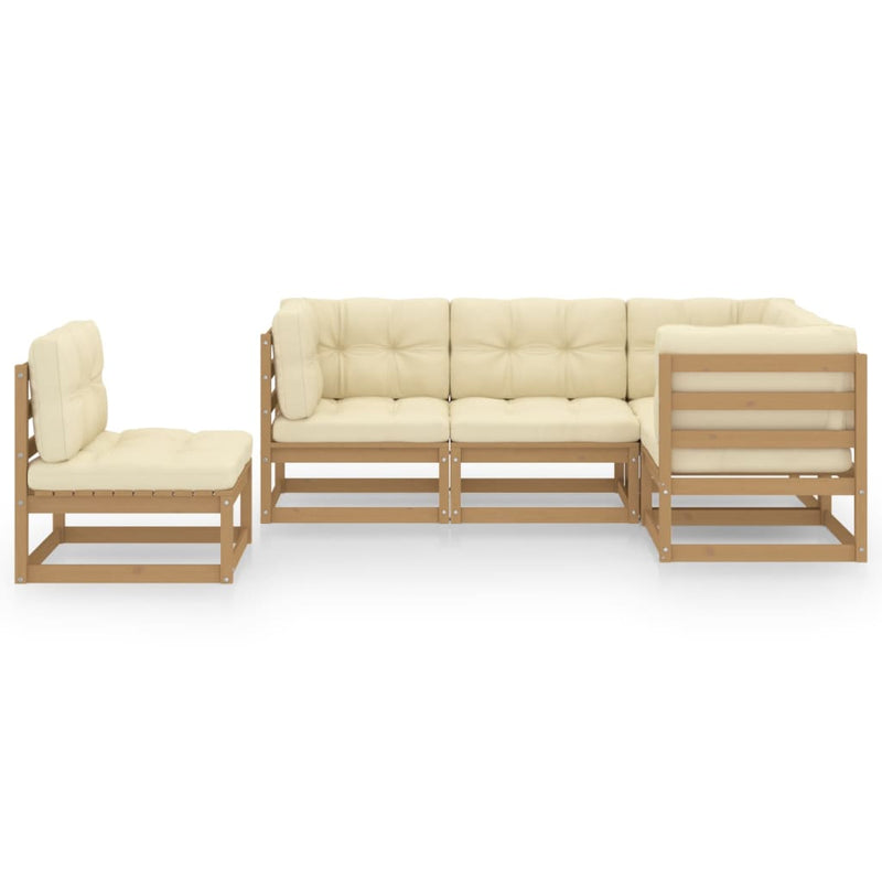 5 Piece Garden Lounge Set with Cushions Solid Pinewood Payday Deals