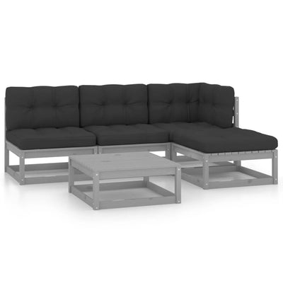 5 Piece Garden Lounge Set with Cushions Solid Pinewood Payday Deals