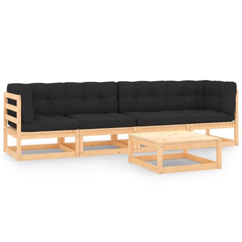 5 Piece Garden Lounge Set with Cushions Solid Pinewood Payday Deals