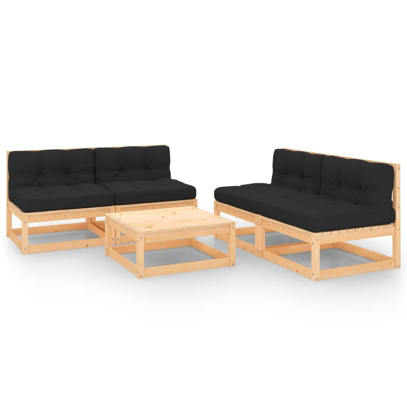 5 Piece Garden Lounge Set with Cushions Solid Pinewood Payday Deals