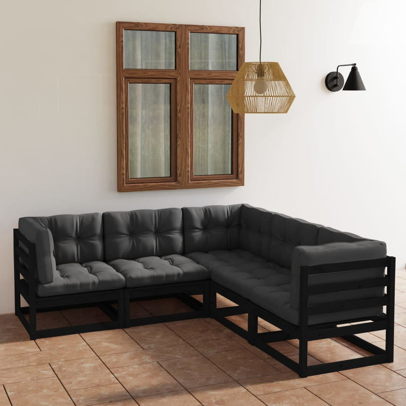 5 Piece Garden Lounge Set with Cushions Solid Pinewood Payday Deals