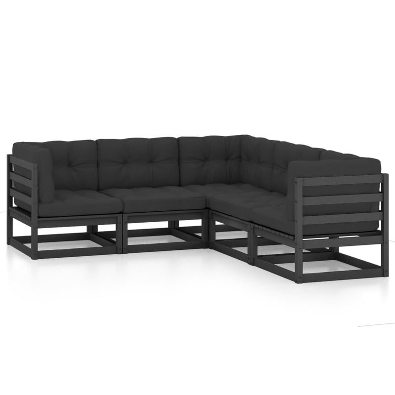 5 Piece Garden Lounge Set with Cushions Solid Pinewood Payday Deals