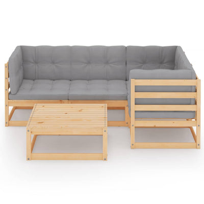 5 Piece Garden Lounge Set with Cushions Solid Pinewood Payday Deals