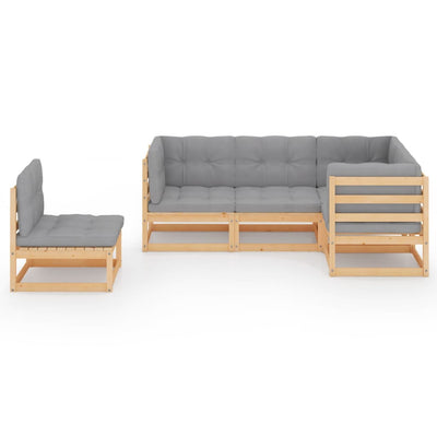 5 Piece Garden Lounge Set with Cushions Solid Pinewood Payday Deals