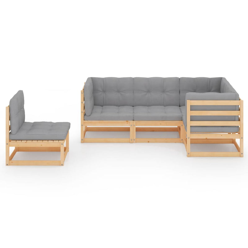 5 Piece Garden Lounge Set with Cushions Solid Pinewood Payday Deals