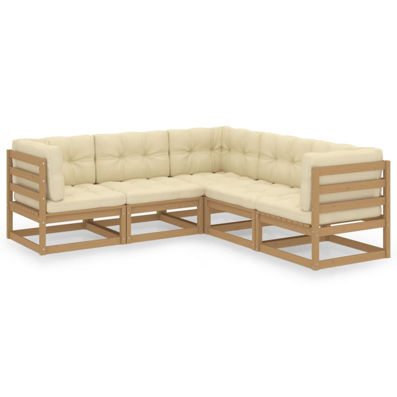 5 Piece Garden Lounge Set with Cushions Solid Pinewood Payday Deals