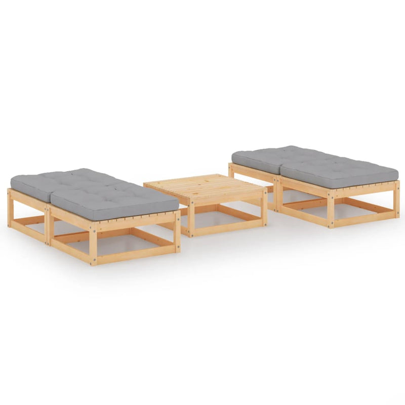 5 Piece Garden Lounge Set with Cushions Solid Pinewood Payday Deals