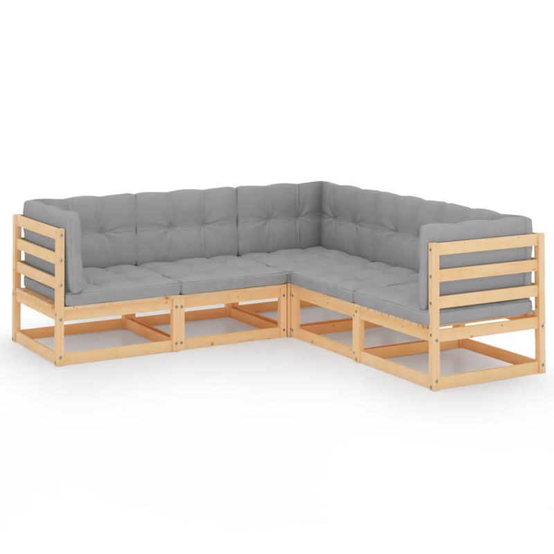 5 Piece Garden Lounge Set with Cushions Solid Pinewood Payday Deals