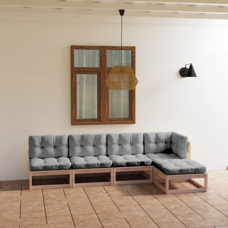 5 Piece Garden Lounge Set with Cushions Solid Pinewood Payday Deals