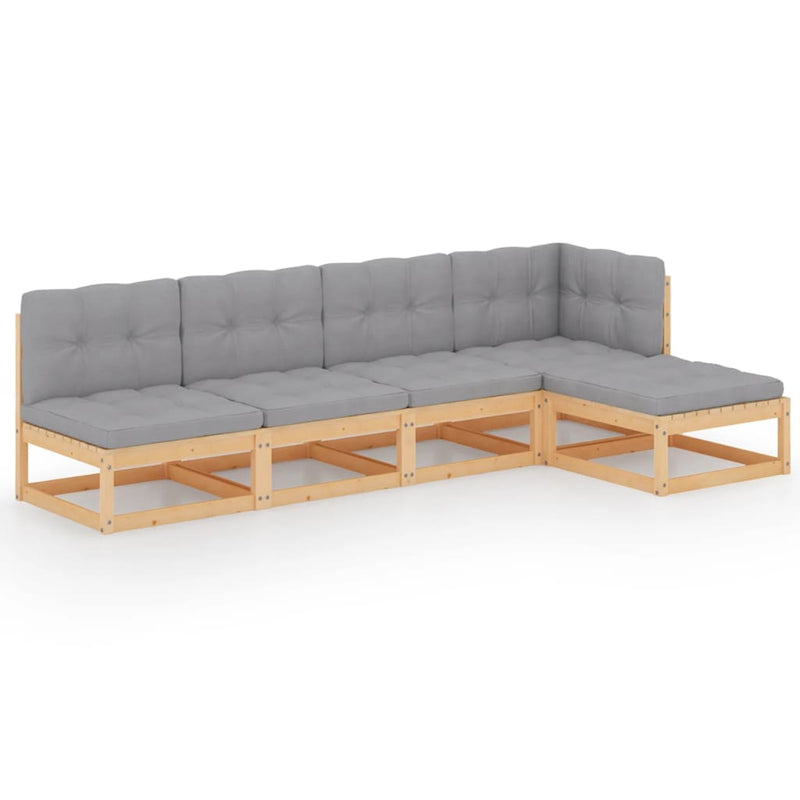 5 Piece Garden Lounge Set with Cushions Solid Pinewood Payday Deals