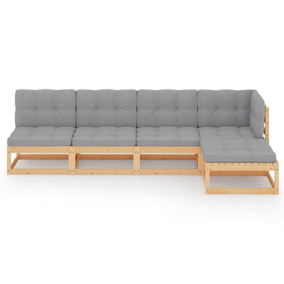 5 Piece Garden Lounge Set with Cushions Solid Pinewood Payday Deals