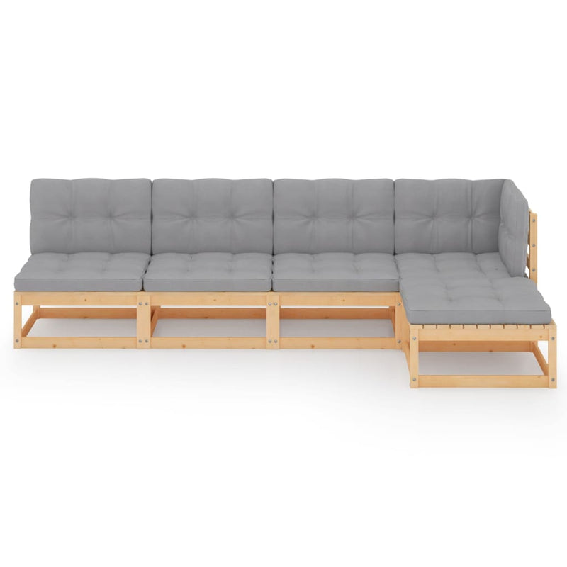 5 Piece Garden Lounge Set with Cushions Solid Pinewood Payday Deals