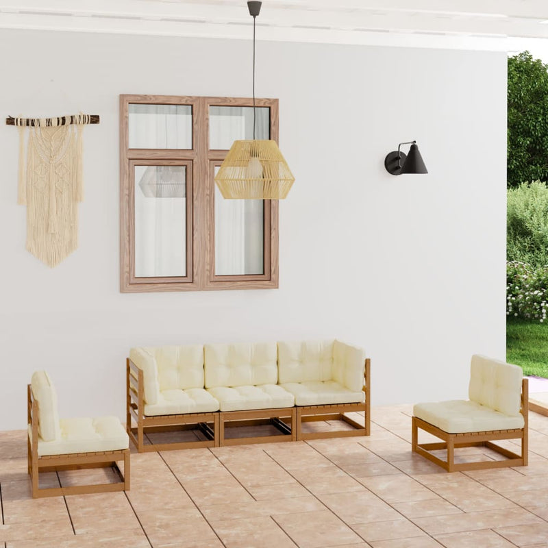 5 Piece Garden Lounge Set with Cushions Solid Pinewood Payday Deals
