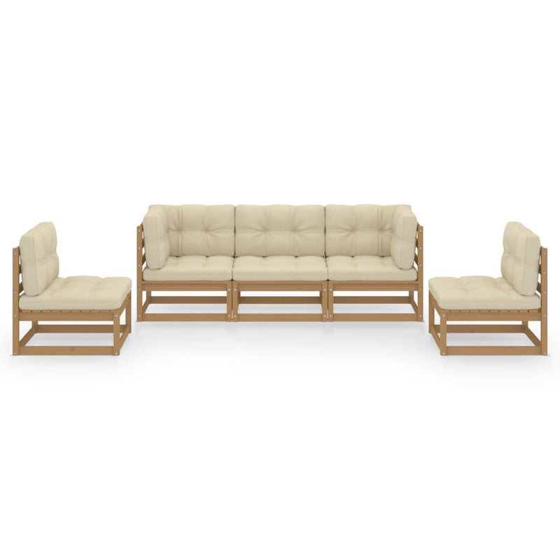 5 Piece Garden Lounge Set with Cushions Solid Pinewood Payday Deals