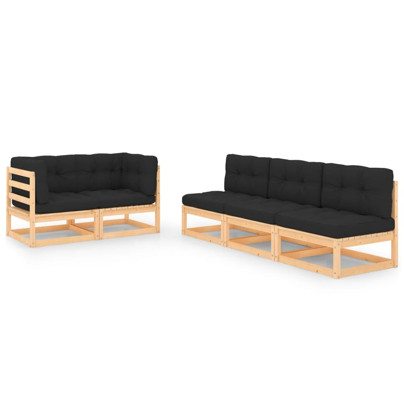 5 Piece Garden Lounge Set with Cushions Solid Pinewood Payday Deals