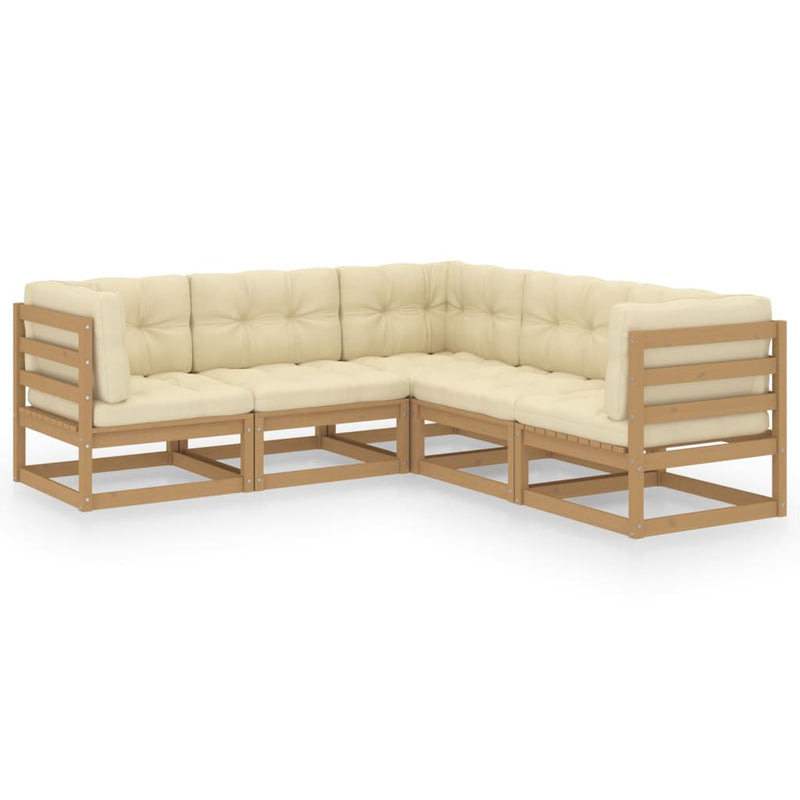 5 Piece Garden Lounge Set with Cushions Solid Pinewood Payday Deals