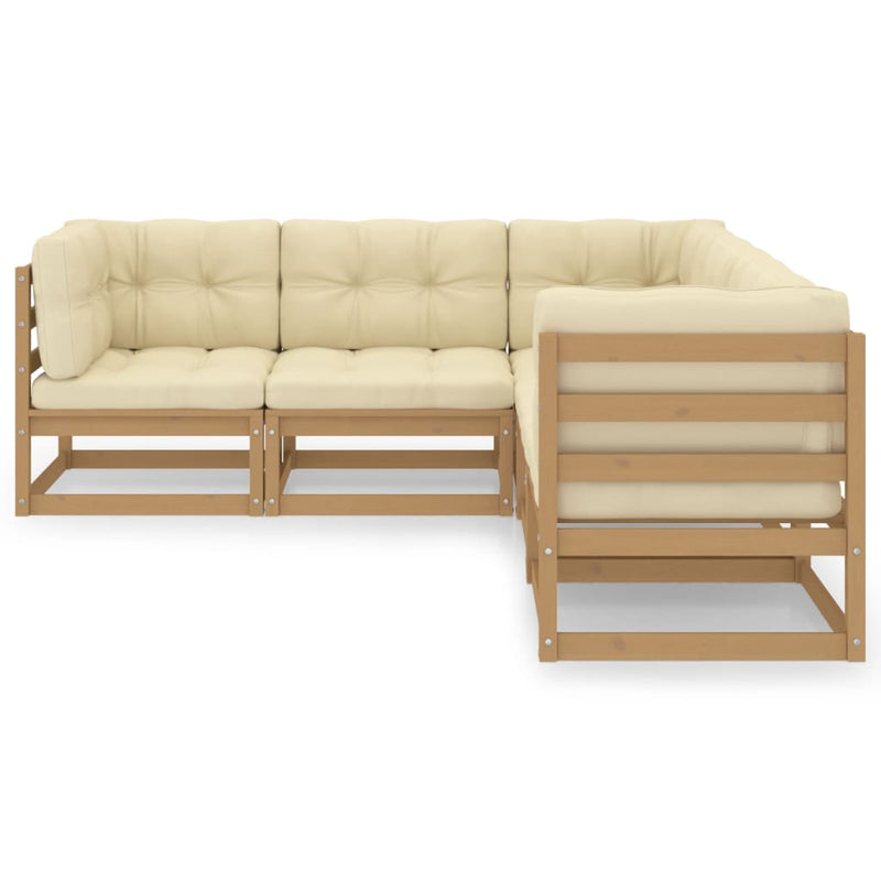 5 Piece Garden Lounge Set with Cushions Solid Pinewood Payday Deals
