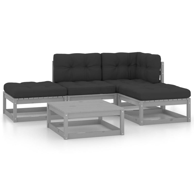 5 Piece Garden Lounge Set with Cushions Solid Pinewood Payday Deals