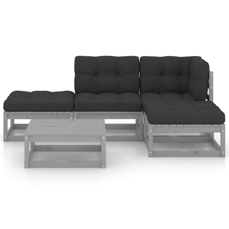 5 Piece Garden Lounge Set with Cushions Solid Pinewood Payday Deals