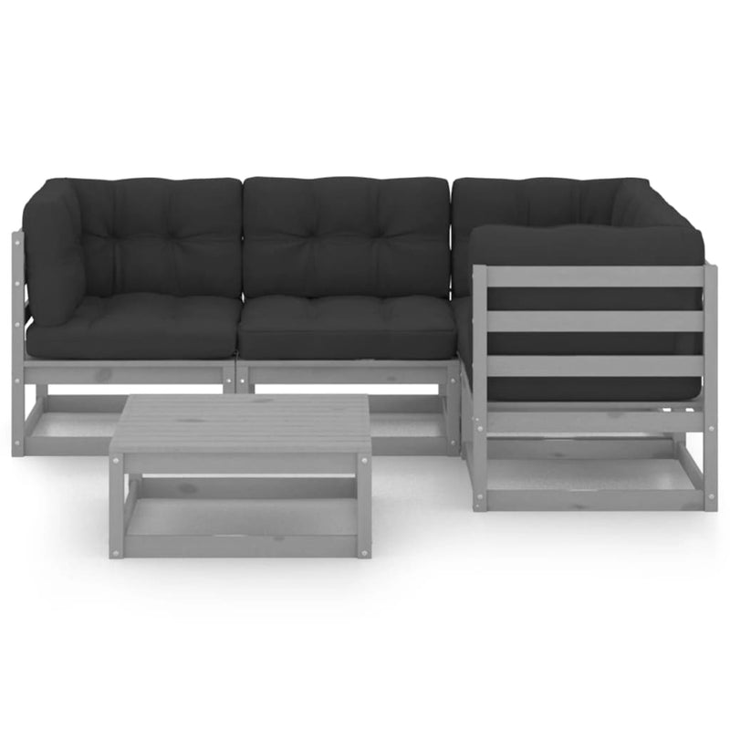 5 Piece Garden Lounge Set with Cushions Solid Pinewood Payday Deals