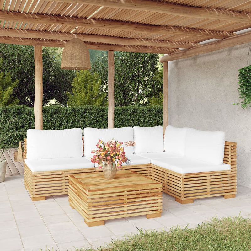 5 Piece Garden Lounge Set with Cushions Solid Teak Wood Payday Deals