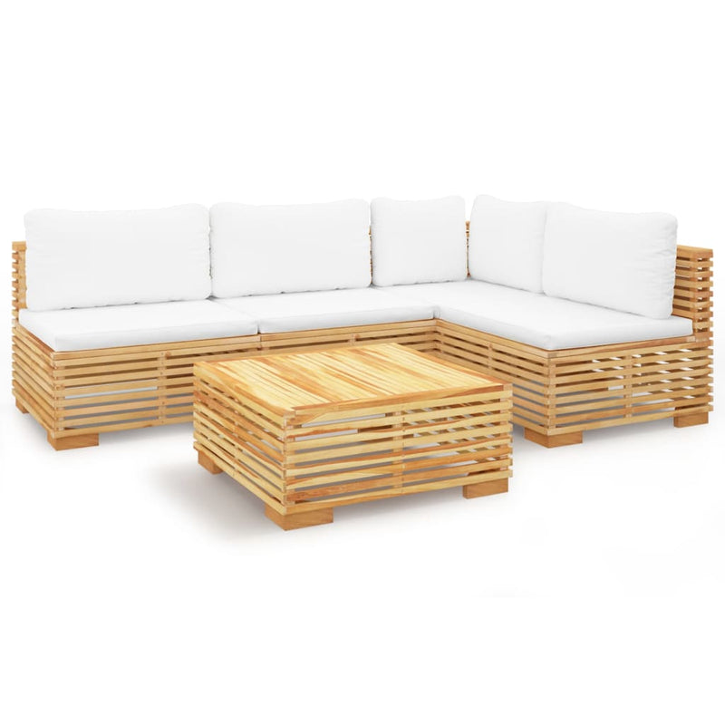 5 Piece Garden Lounge Set with Cushions Solid Teak Wood Payday Deals