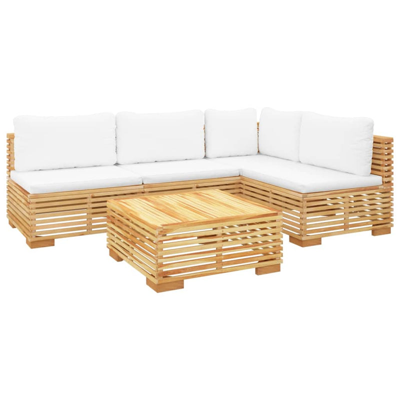 5 Piece Garden Lounge Set with Cushions Solid Teak Wood Payday Deals