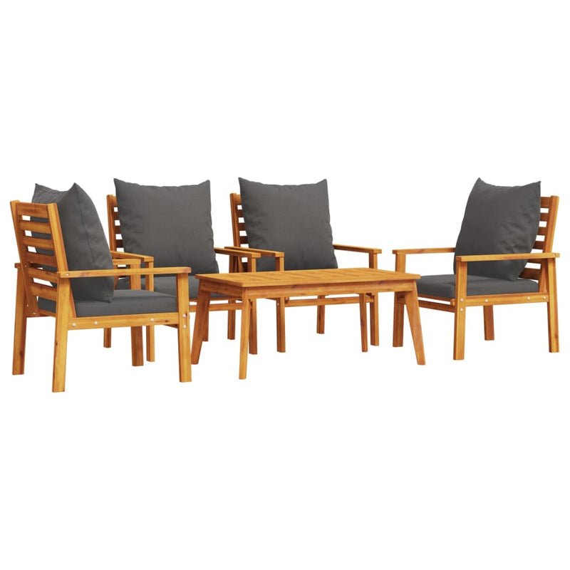 5 Piece Garden Lounge Set with Cushions Solid Wood Acacia Payday Deals