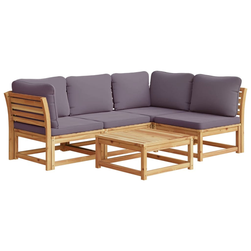 5 Piece Garden Lounge Set with Cushions Solid Wood Acacia Payday Deals